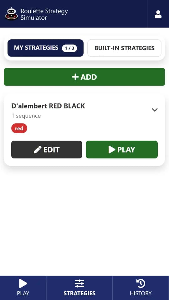 List of the player's own roulette strategies