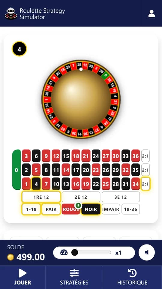 Roue de roulette et tapis de casino du simulateur pendant une partie automatique